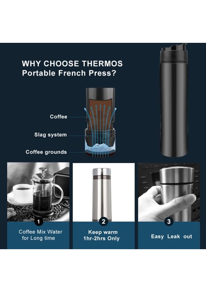 Parlak Kırmızı Stil Orijinal Taşınabilir French Press Kahve Makinesi Vakum Yalıtımlı Seyahat Kupa Premium Paslanmaz Çelik 2grup Daha Iyi Olacak (Yurt Dışından) indirimleri
