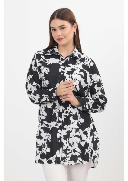 4401A Desenli Tunik Siyah