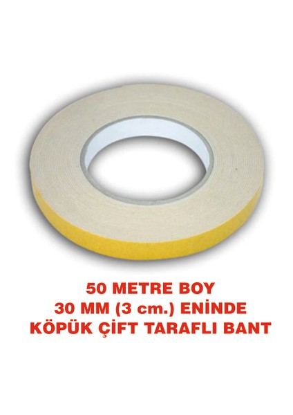 Çift Taraflı Köpüklü Bant 50 Metre Uzunlukta (30 Mm - 3 Cm)