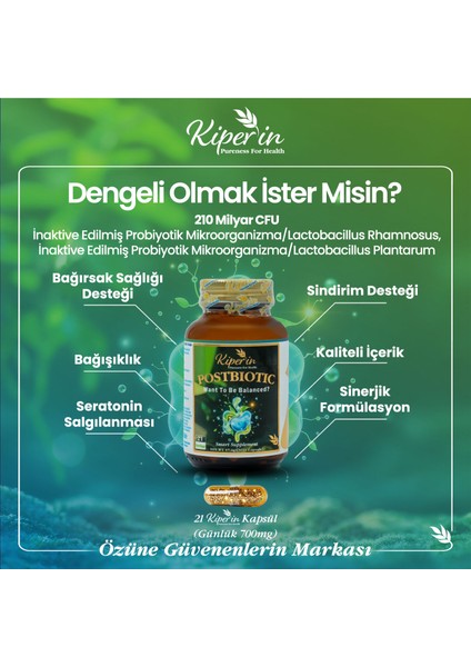 Postbiyotik 210 Milyar Cfu Rhamnosus & Plantarum (21KAPSÜL & 700MG) | Akıllı Gıda Takviyesi