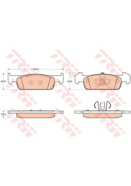 GDB2018 Fren Balatası Ön Takım Symbol Iı 08-Iıı 12-Logan Iı 12-Sandero Iı 12-K 17.8mm G 140MM 410602396R