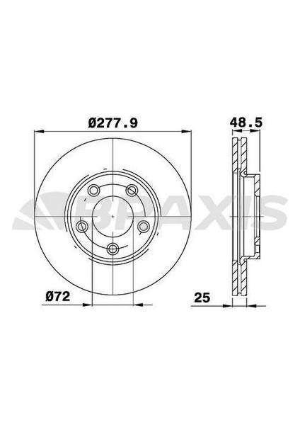 AE0153 Ön Fren Disk Aynası Havalı Mazda 5 05-Mazda 3 03-10 277X4 C24Y3325XC9A