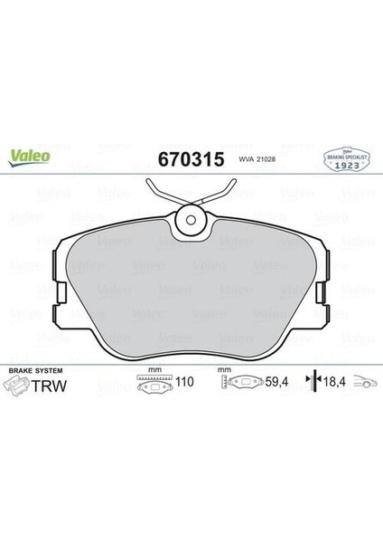 670315 Fren Balatası Ön Mercedes W201 W124 S124 C124 A124 4200720