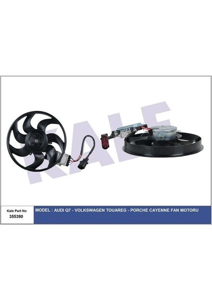 355390 Kontrol Unitelı Radyatör Fanı 300W 300MM Sol Q7 07-15 Touareg Cayenne 03-10 Brj Bac Ble 7L0959455F