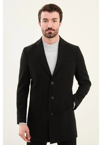 Düz Slim Fit Mono Yaka Klasik Erkek Kaşe Kaban fırsatları