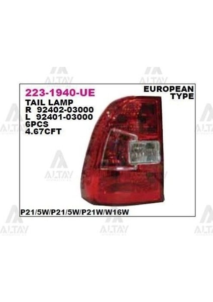 2231940RUE Stop Lambası Sağ Sportage 09- 9240203000