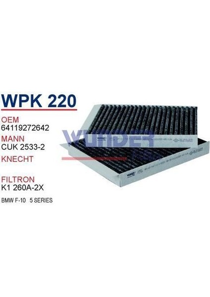 WPK220 Polen Filtresi Karbonlu Bmw 5 Seri 09-CUK2533-2 FN8604 MRMOEM-1085035