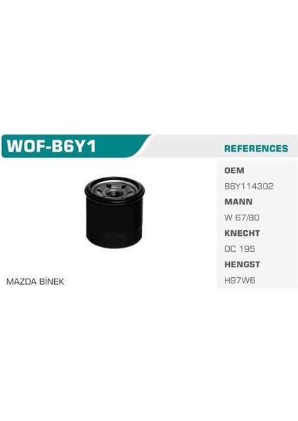 WOF-B6Y1 Yağ Filtresi Rio Primera 323 Kolı: 24 Ad FN0194