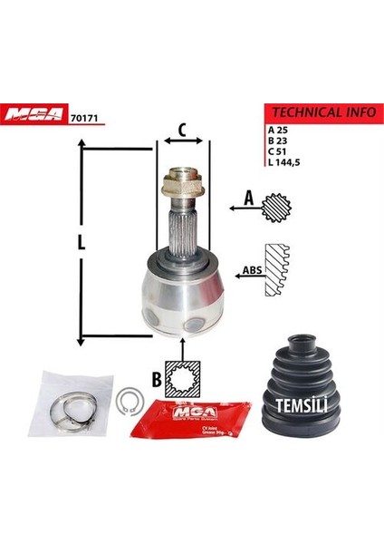 70171 Aks Kafası Diş Idea 1.3 Jtd 03- 46308020
