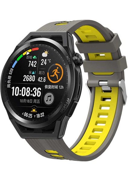 Galaxy Watch Active 2 40MM Krd-55 Uyumlu Kordon Zore - Gri-Sarı