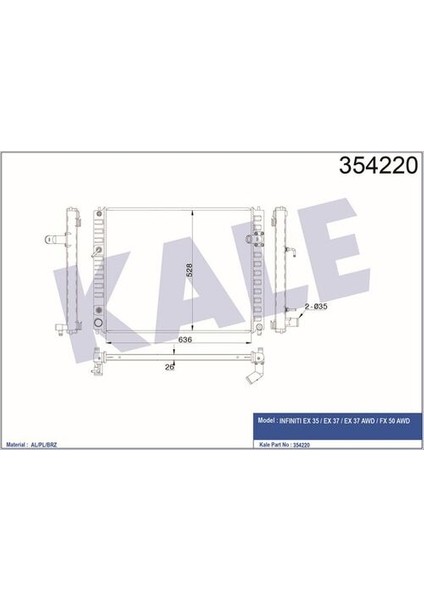 354220 Radyatör Al Pl Brz E25-E25 AWD-E35-E35 AWD-E37-F35-F35 Awd-37 Awd-50 Awd 214601BF0A