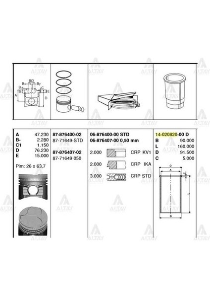 06-876400-00 Segman Japon Nissan Segman Vanette LD23 87MM Bm Bm 687640000