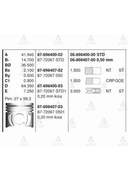 06-898400-00 Motor Segman Std (Rık Segman) Corolla 1.4 D4D-AURIS 1.4 D4D 2004-73MM 689840000