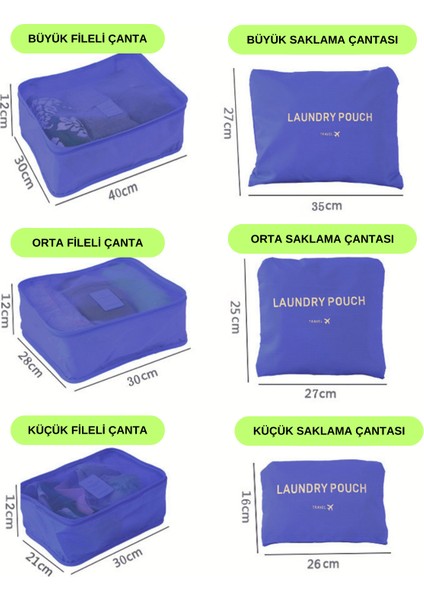 Valiz Seyahat Çanta Düzenleyici 6 Parça Seyahat Bavul Düzenleyici Organizer Set