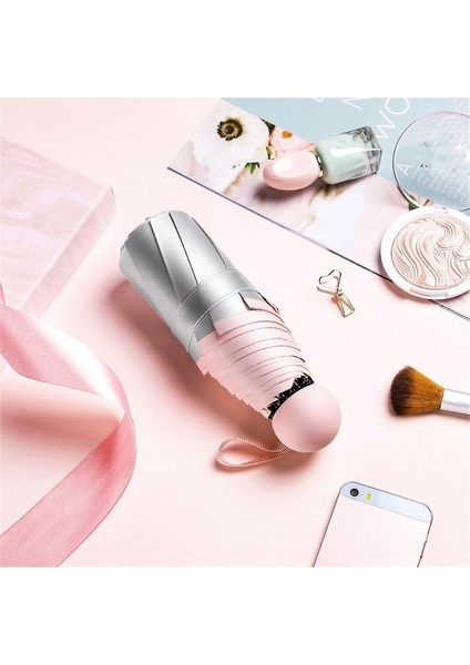 Hss Gümüş Yaratıcı Cep Şemsiyesi Uv Korumalı Güneşe Dayanıklı Şemsiye-Pembe (Yurt Dışından)