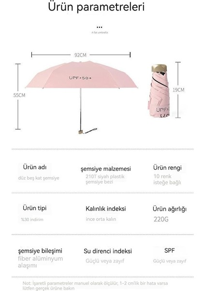 Hss Mini Güneş Şemsiyesi Şemsiye Güneş Kremi Uv Karşıtı Küçük Taşınabilir Şemsiye -Açık Pembe (Yurt Dışından)