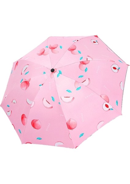 Ww Sevimli Meyve Deseni Katlanır Kadın Şemsiye - Pembe (Yurt Dışından)