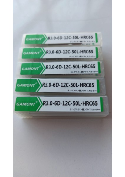 Gamont HRC65 2-Flute Tungsten Çelik 1 Adet Karbür R3X12X50X6 Nano Kaplama Topu Burun Freze Kesicisi Cnc Makine Maching Özel Frezeler Araçlar R3X12XD5X50LX2T Gamont R3.0-6D-12C-50L-HRC65