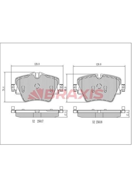 AA0754 Fren Balatası Ön Bmw F40 F45 F46 F48 F39 G30 G01 G02 Z4 G29 Mini F60 F53 34106860019
