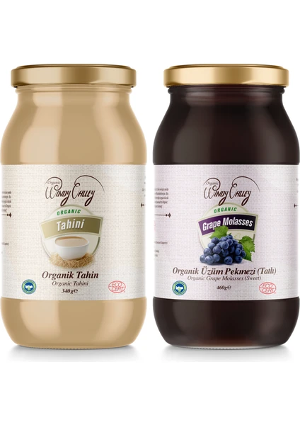 Organic Windy Valley Üzüm Pekmezi(460 gr) & Organic Windy Valley Tahin (300gr)  Katkısız Şeker İlavesiz