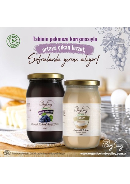 Üzüm Pekmezi(460 gr) & Organic Windy Valley Tahin (300gr) Katkısız Şeker İlavesiz