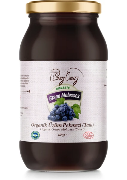 Organic Windy Valley Üzüm Pekmezi Soğuk Sıkım Katkısız Şeker ilavesiz  (460gr)