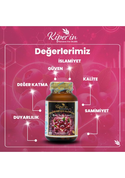 Cranberry, D-Mannoz, C Vitamin - Idrar Yolu Sağlığı (60KAPSÜL & 1400MG) | Akıllı Gıda Takviyesi