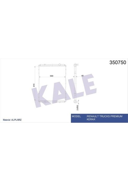 350750 Radyatör Motor Renault Kamyonlar Premium Keraradyatör (Çerçevesiz) 5010230485