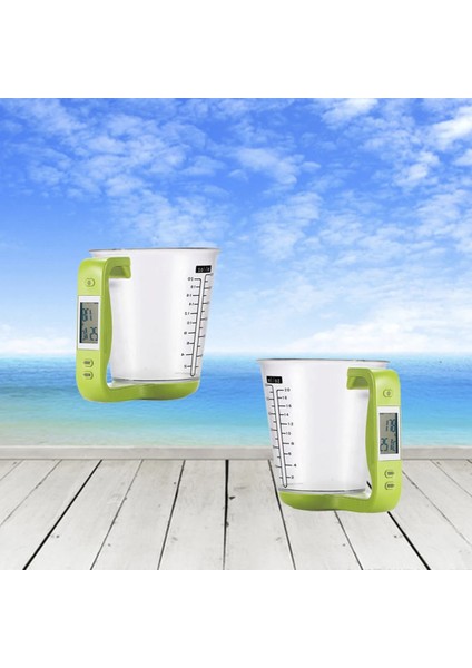 Yeşil Stil 1 Adet Dijital Mutfak Elektronik Ölçme Fincan Ölçeği Ev Sürahi Terazi ile LCD Ekran Sıcaklık ÖLÇÜMÜ.5X13.5CM (Yurt Dışından)