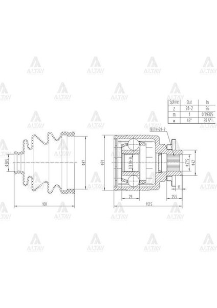 01830 Aks Kafası Iç B-2500 Ranger Sol 28X36X42 6M343B414BA