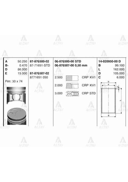 06-876500-00 Segman Jp Nissan TD27 Pick-Up 96MM 98 687650000