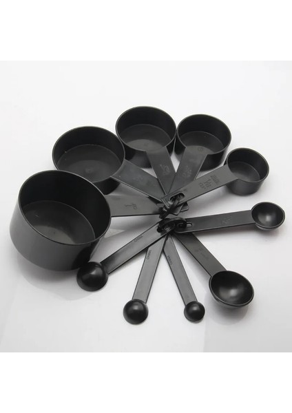 Siyah Stil Yeni Varış ve Siyah Renk Plastik Ölçme Fincanları ve Ölçme Kaşığı Kepçe Pişirme Kahve Çay Mutfak Aracı Lssjt (Yurt Dışından)