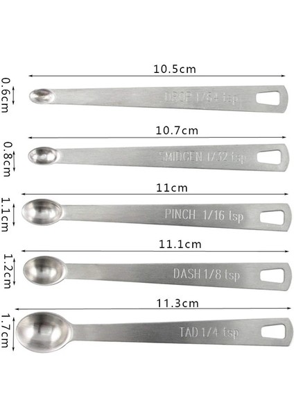 Gümüş Tarzı 5 Adetset Mini Ölçme Sos Kaşık Paslanmaz Çelik Baharat Malzemeler Kaşık Pişirme Kaşığı Mutfak Mearure Araçları Aksesuarları (Yurt Dışından) indirimleri