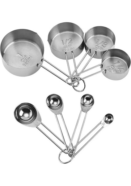 Gri Stil 8 Adet Ölçme Fincanları Ölçme Kaşık Seti Paslanmaz Çelik Kuru ve Sıvı Malzemeler Gül Altın Altın Mutfak Pişirme Aksesuarları (Yurt Dışından)