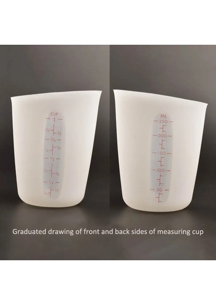 Pembe Tarzı Görsel Pişirme Aksesuarları Çift Ölçekli 250ML Ölçme Fincan Silikon Yarı Geçirgen Gıda Sınıfı Mutfak Ölçme Aletleri (Yurt Dışından) indirimleri