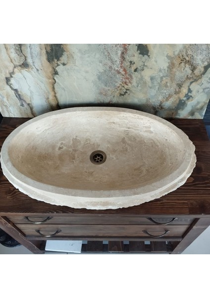 Traverten Dışı Dizayn Patlatma Elips Lavabo