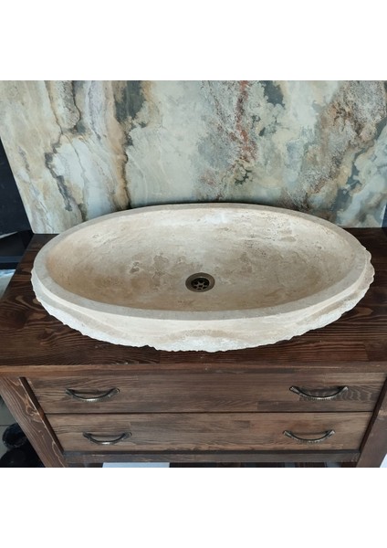 Traverten Dışı Dizayn Patlatma Elips Lavabo modelleri