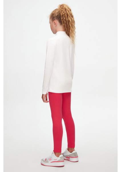 Ekru Basic Kışlık Yarım Balıkçı Yaka Uzun Kollu Kız Çocuk Tişört fırsatları