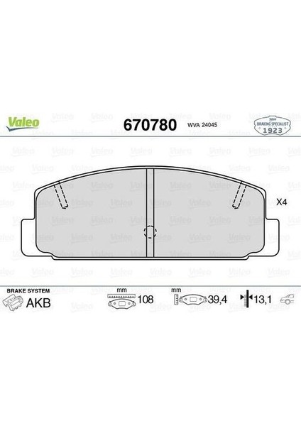 670780 Fren Balatası Arka Mazda 323 626 2.0 98-02 Mazda 6 03-10 Premacy 99-04 B6Y82643Z