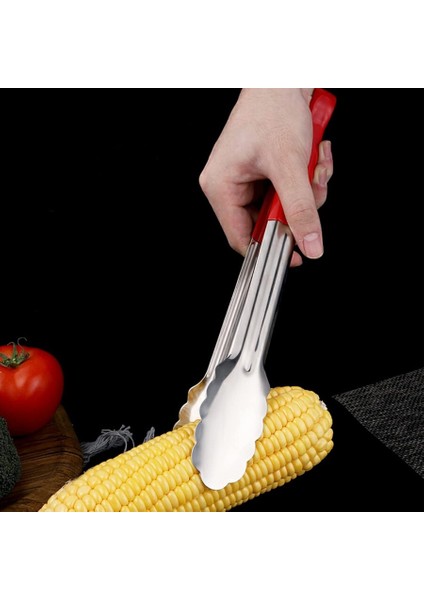 Silikon Saplı Servis Maşası Paslanmaz Kırmızı 30 cm fırsatları