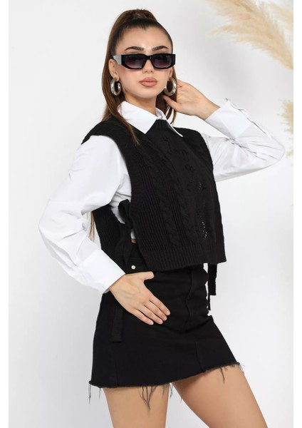 Yan Bağlamalı Triko Süveter