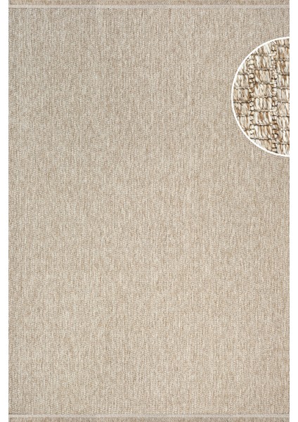 V5624 Bej Halı Kilim Salon Mutfak Koridor Yolluk Jüt Hasır Görünümlü Dokuma Makine Halı