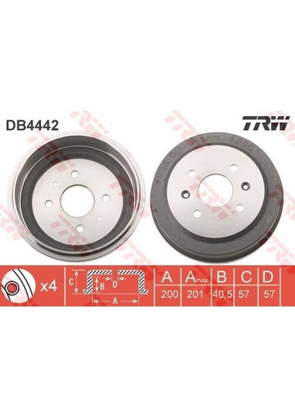 DB4442 Arka Fren Kampanası Aveo T250 T255 1.2 1.4 01 08 Spark M300 1.0 1.2 03 9 96470999
