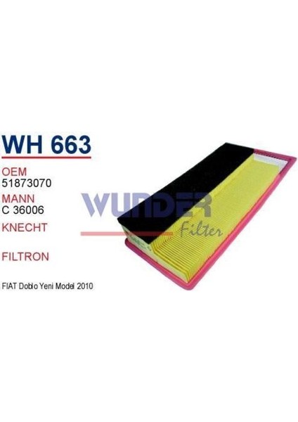 WH663 Hava Filtresi 500 09-Linea Egea 15- Doblo 10-Ym Fiorino 07-Qubo 08-Panda 10-Punto Evo MRMOEM-1083548