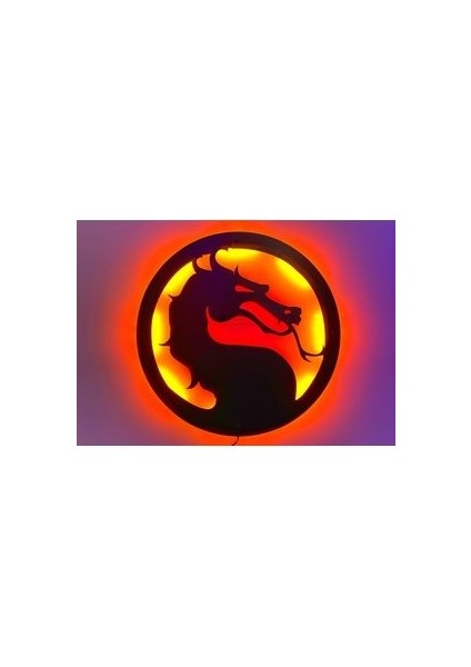 45 x 45 cm Mortal Combat - Dragon - Figürlü Işıklı - Duvar Dekoru - Tablo
