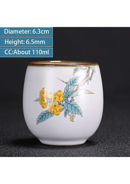 A3--6.3x6.5cm 110ML Stili Çin Ru Fırın Seramik Çay Fincanı Nefis El-Boyalı Desen Tek Bardak Çay Kase Usta Bardak Bireysel Bardak El Yapımı Teaware (Yurt Dışından)
