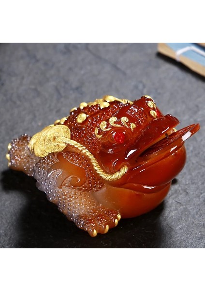 B2 13X10X6.5CM Stili Retro Altın Kurbağa Heykeli Reçine Renk Değişen Çay Pet Şanslı Çay Heykelcik Süsler Çay Seti Dekorasyon Aksesuarları Hediye Yükseltebilir (Yurt Dışından)