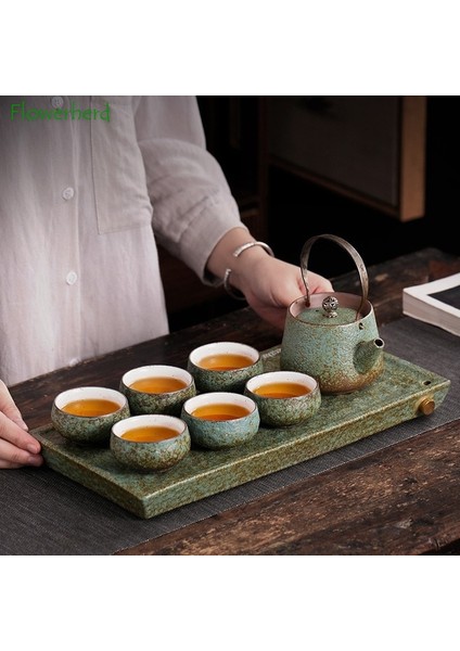 A1 Stili Seramik Porselen Çay Bardağı Teaware Kung Fu Çay Seti Bardak Çay Kase Fırın Değişim Kumtaşın Retro Şapka Bardak (Yurt Dışından)
