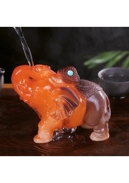 BS04 Stili Reçine El Işi Hediye Renk Değişimi Teapet Çin Çay Seti Kungfu Çay Pet Şanslı Fil Feng Shui Dekorasyon Çay Odası Süsleme (Yurt Dışından) modelleri