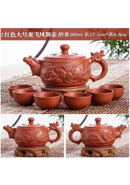 280ML Çaydanlık 6 Fincan Tarzı Büyük Kapasiteli Yixing Zhu Ni Çiçek Çaydanlık Büyük Mor Kum Demlik Çin Çay Seti El Yapımı Seramik Çaydanlık (Yurt Dışından)